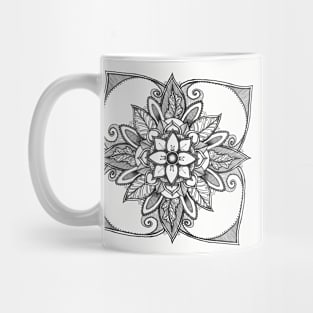 Black and white flower mandala Mug